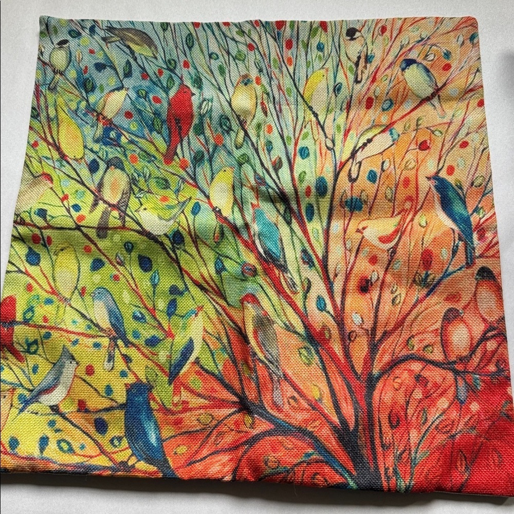 Bohemian Nature Birds Throw Pillow Cover Case Sham 17’X 17’ Botanical canvas